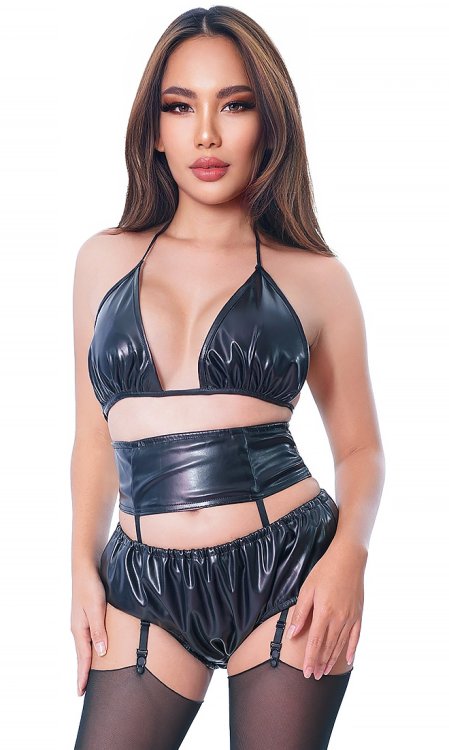 Purity Leatherette Lingerie Set