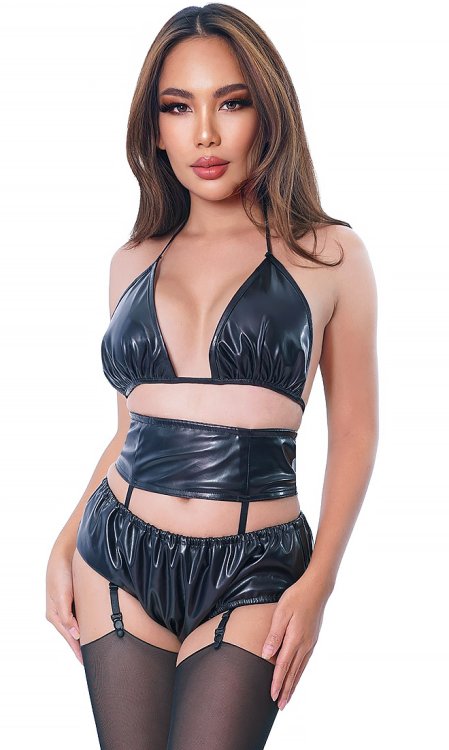 Purity Leatherette Lingerie Set