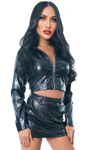 Leatherette Biker Jacket