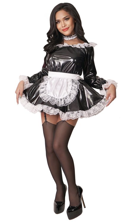 PVC French Maid with long sleeves