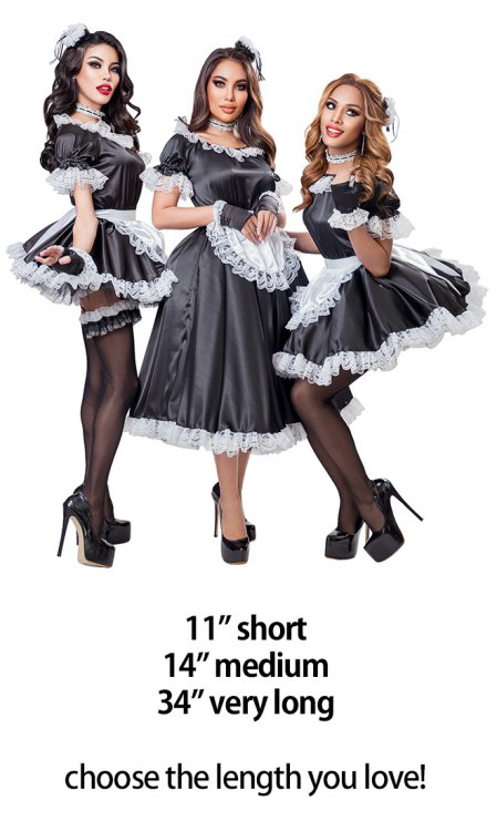 Polka Dot Satin French Maid Uniform [sat100 Polkadot] 84 75 Birchplaceshop Fashion And