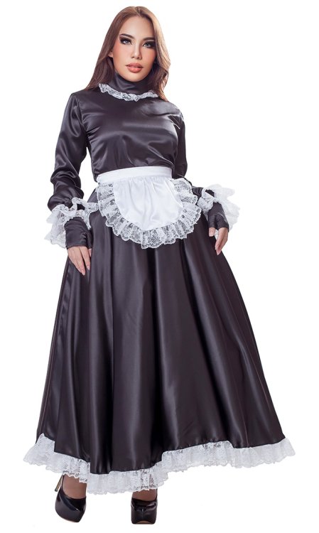 Gaia Long Satin French Maid Uniform [sat258] - $147.75 : BirchPlaceShop ...