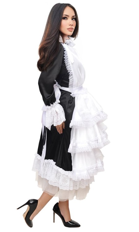 Luxury High-Neck Satin Parlour Maid