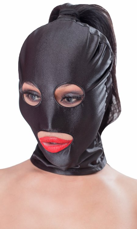 Satin Eyes & Mouth Hood with Ponytail