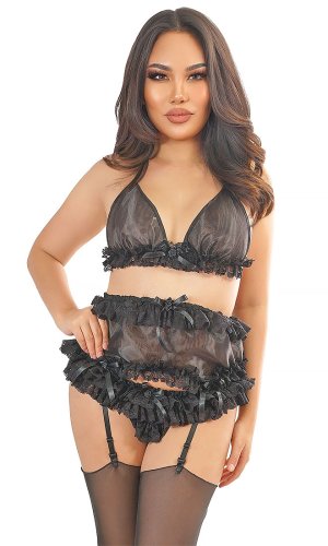 Meli Black Glass-Silk Suspender Belt Meli Black Glass-Silk Suspender Belt