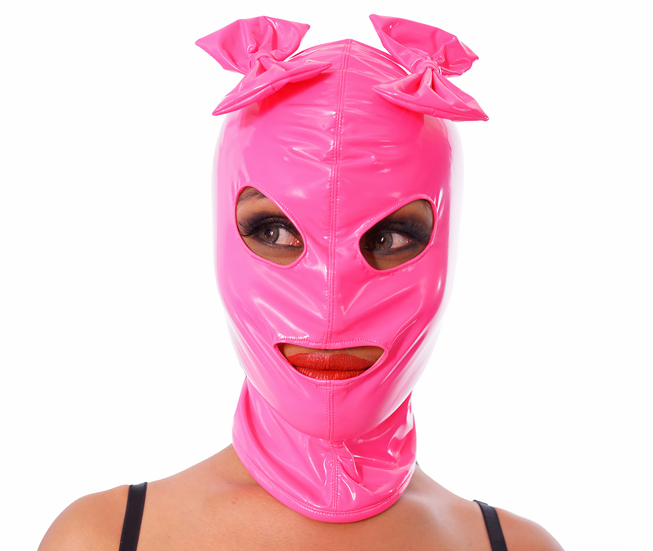 PVC Eyes & Mouth Hood with Bows 7