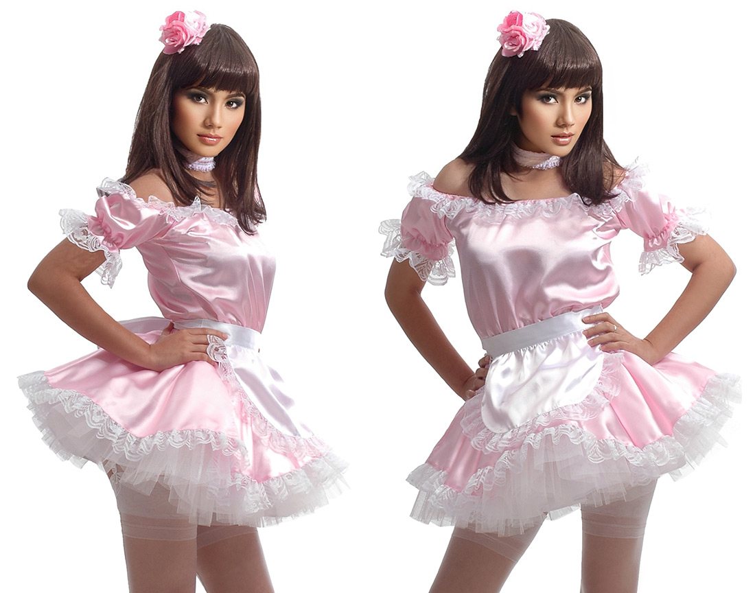 pink satin french maid 05
