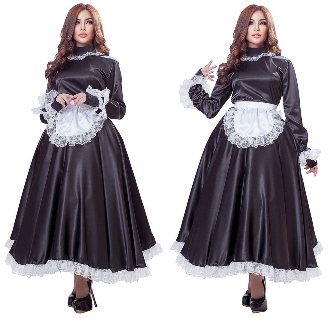 sat258 Gaia Long Satin French Maid Uniform 001