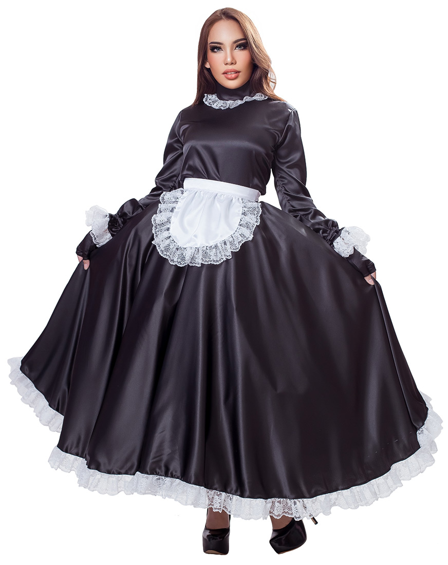 sat258 Gaia Long Satin French Maid Uniform 003