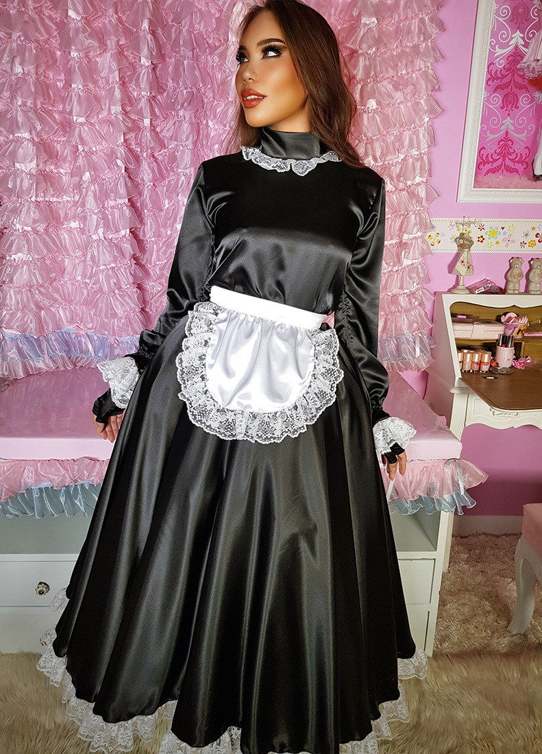 sat258 Gaia Long Satin French Maid Uniform 007