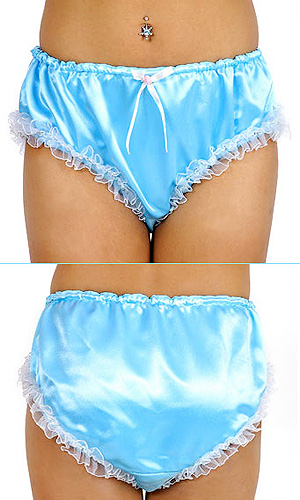 Tabitha Blue Satin Panties with Lace