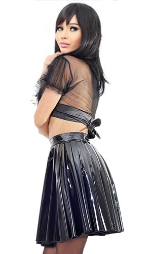 Eva PVC Long Pleated Skirt