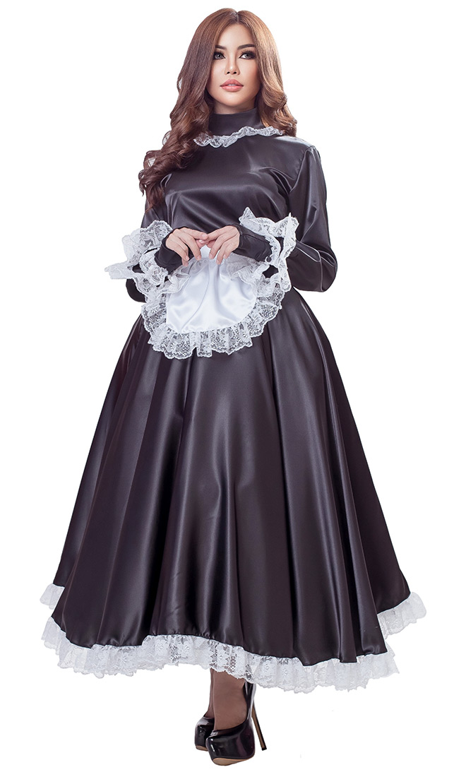 Gaia Long Satin French Maid Uniform [sat258] - $177.30 : BirchPlaceShop ...