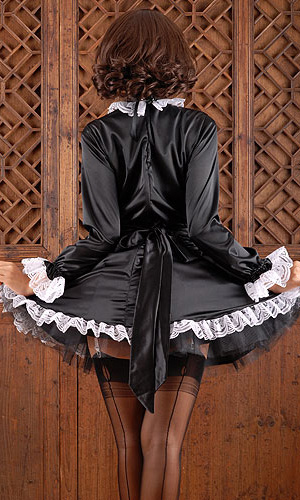 Satin French Maid Long Sleeves High Neck [sat444] 119 20 Birchplaceshop Fashion And